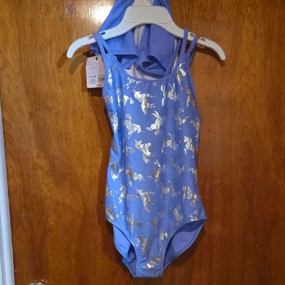 Blue and Gold Unicorn Swimsuit - Picture 1 of 4